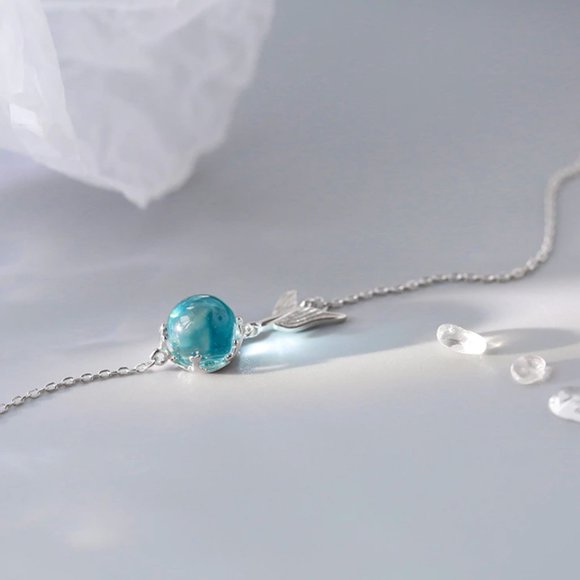 Crafted 925 Sterling Silver Ultra-light Blue Bubble Mermaid Bracelet - Picture 9 of 13